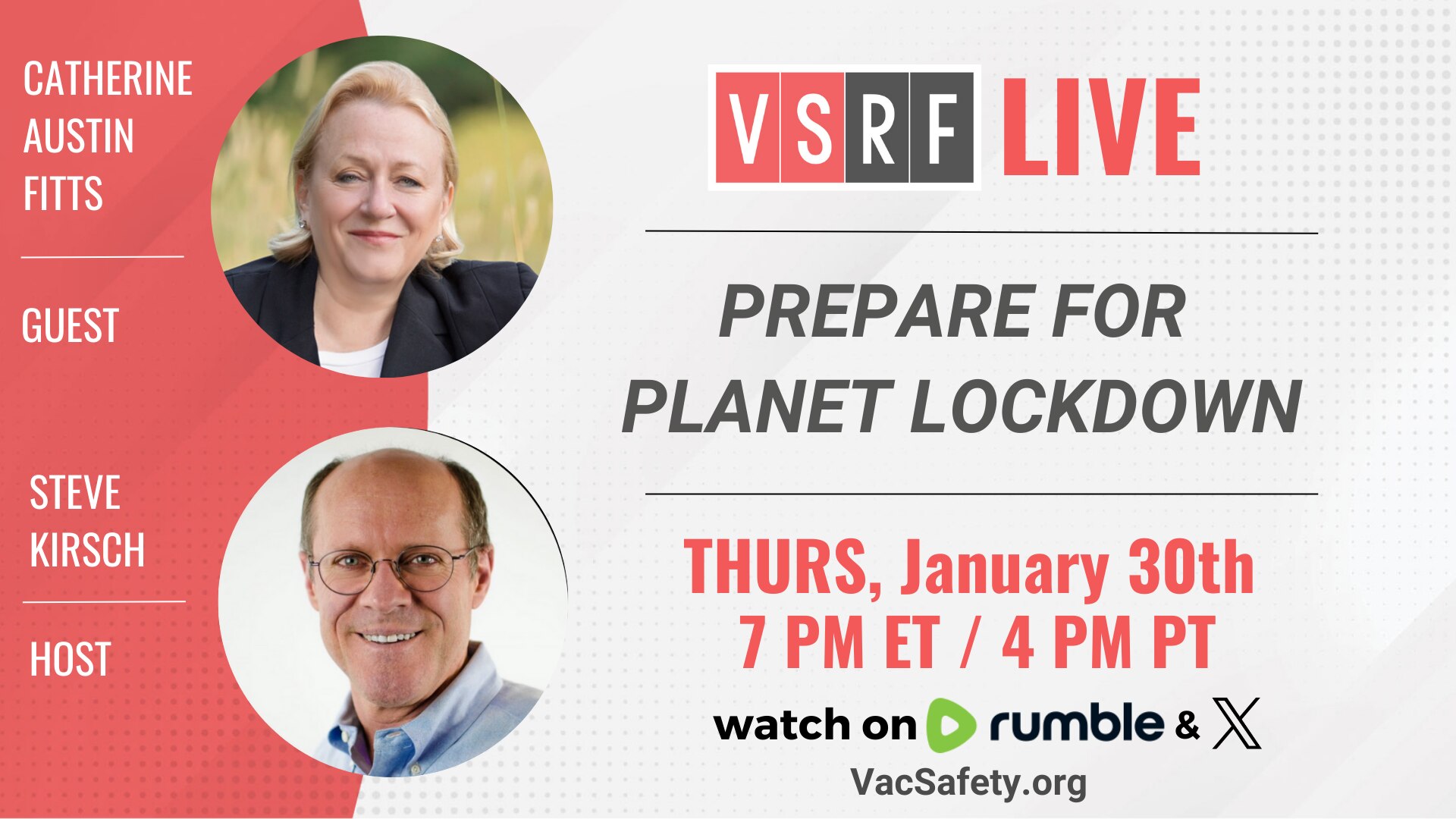 This Thursday on VSRF LIVE, @stkirsch sits down with outspoken medical freedom fighter and global in...