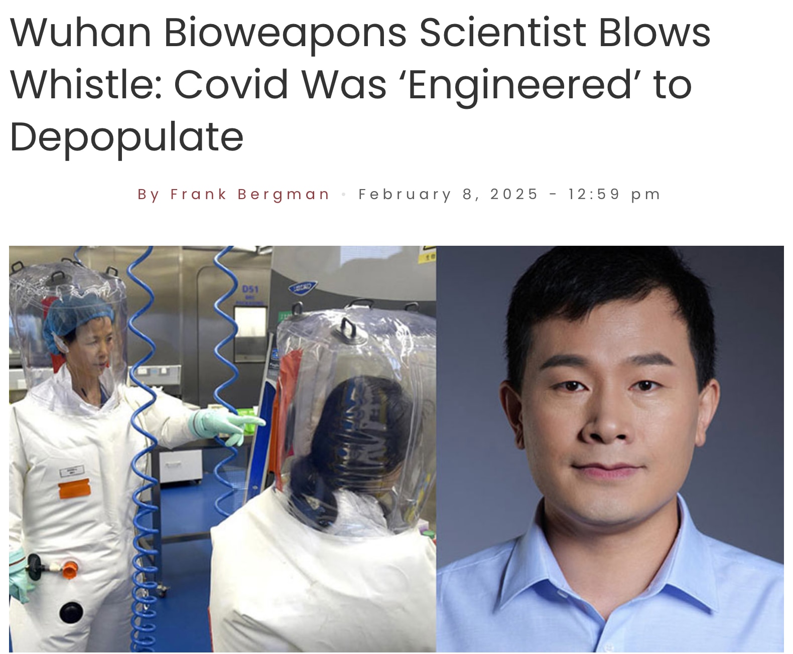 🚨 Shocking report from SLAYNews on February 8

A prominent scientist from CCP’s Wuhan Institute of ...