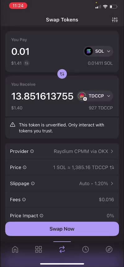 #如何在幽灵钱包交易购买TDCCP灭共卡 
认准唯一官方合约地址，谨防上当。
Hg8bKz4mvs8KNj9zew1cEF9tDw1x2GViB4RFZjVEmfrD 
#购买教程 #你收到灭共卡了吗...