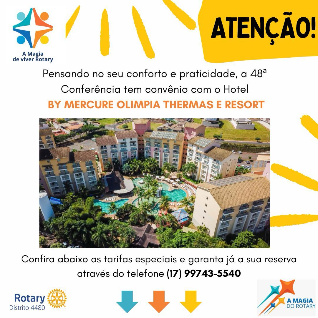 🏖️O Hotel by Mercure Olímpia Thermas e Resort fica *AO LADO* do salão de eventos da Conferência com...