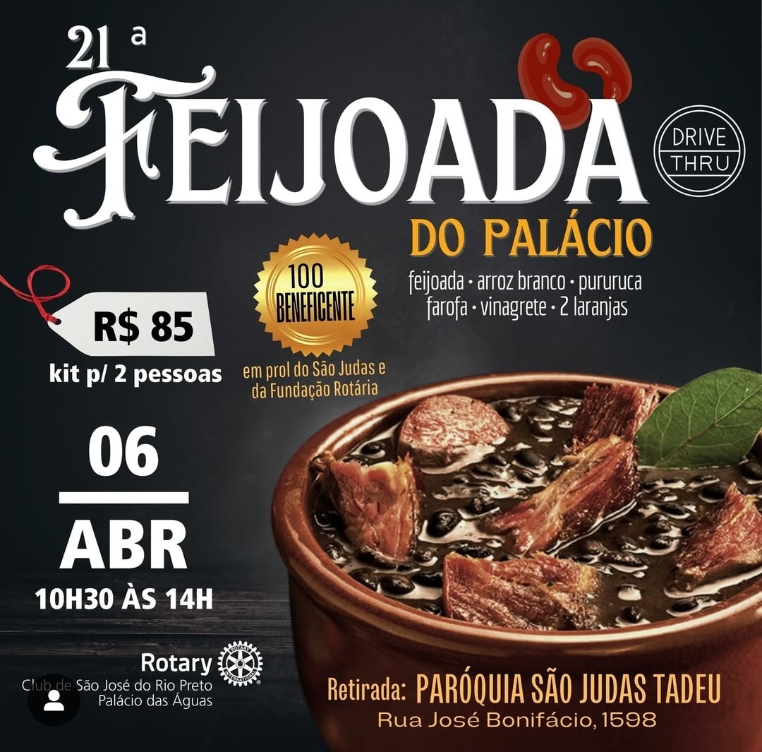 Chegou Pessoal !!!

Dia 06/04 será nossa 21ª Feijoada do Rotary Palácio das Águas!

Devido ao grande...