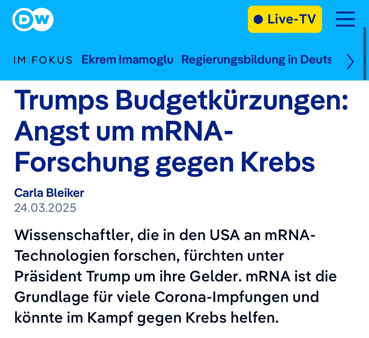 „Die deutsche Firma BioNTech ist schon einen Schritt weiter. Ihr in der Entwicklung befindlicher mRN...