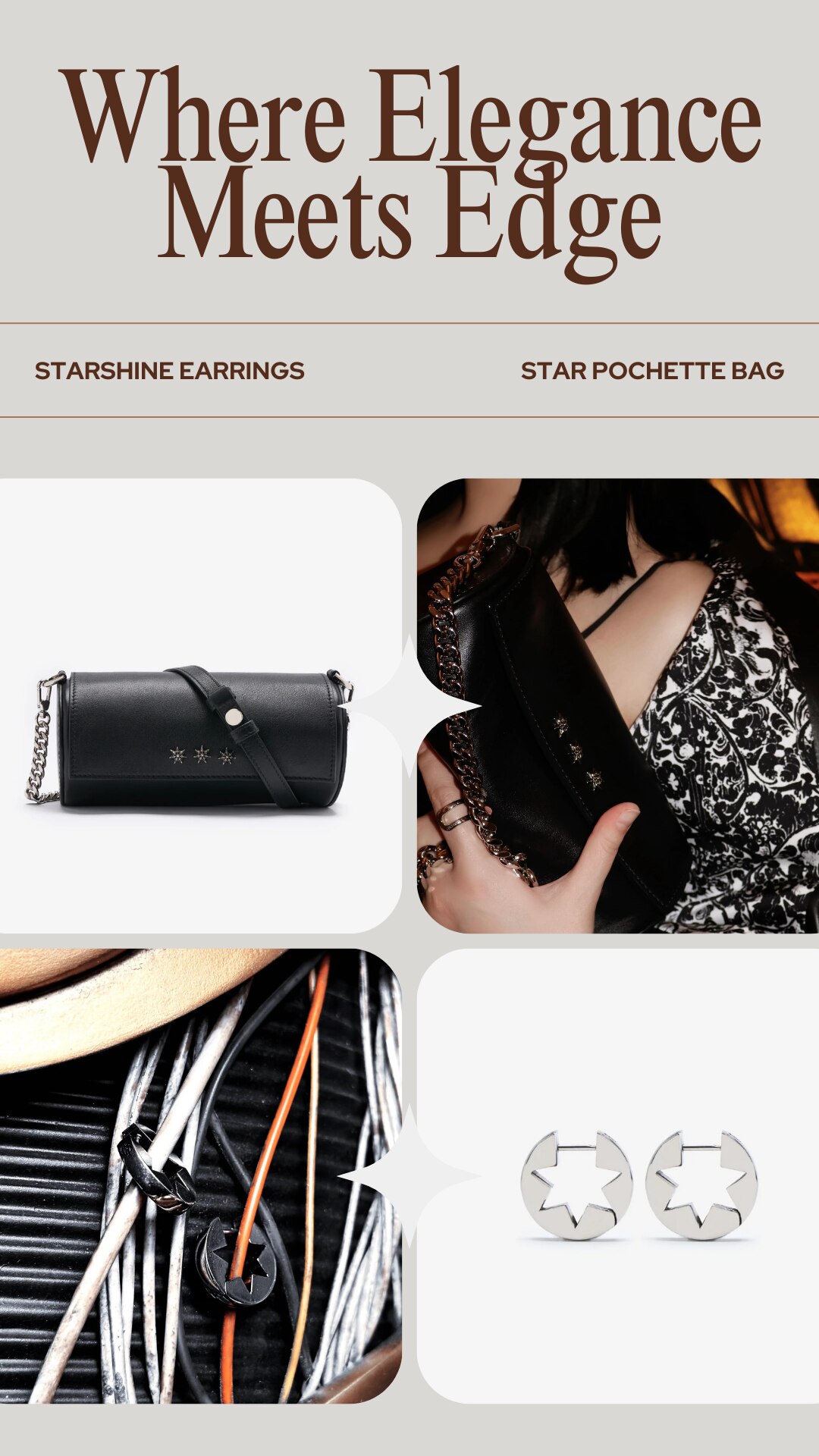 女人天生最爱的是什么？💫

是能一眼沦陷的首饰？
还是能点亮全身造型的包包？
当这两样同时出现，仿佛星夜与都市交织，散发出无法忽视的迷人魅力。

✨ Starshine 圈形耳环，如星辰般闪耀，每一...