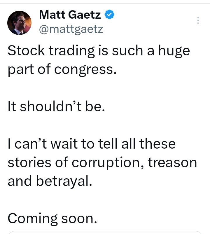 👊🏻👊🏻💥💥BOOMM 💥💥💥
Stories of corruption, treason and betrayal.

Coming soon.

With Matt Gaetz...