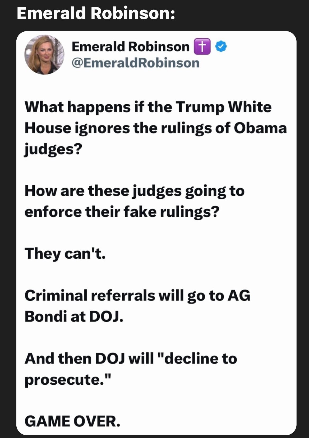 Emerald Robinson…Game Over…