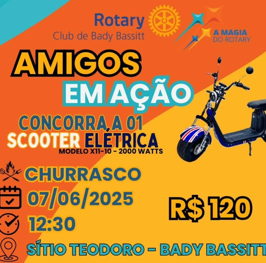 Mais um sensacional churrasco do Rotary Club de Bady Bassitt.

Concorra a uma Scooter Elétrica. São ...