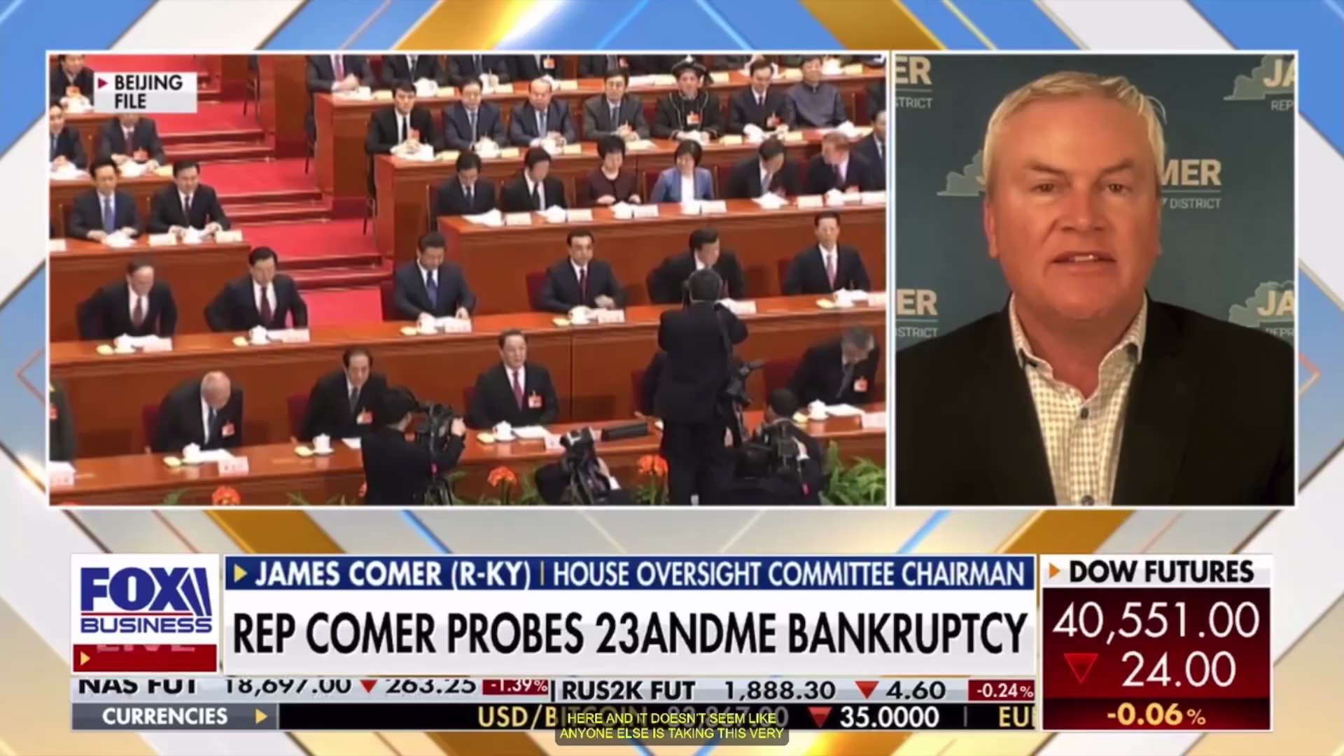 Maria Bartiromo: “The wife of the founder of Google started 23andMe.”

James Comer: "Everyone that's used 23andMe should take this very seriously and do everything in their ability to try to get in and delete that data."

"They (CCP) steal our patents, they steal our intellectual property, and they steal our data."

"Data like this could be very valuable to certain insurance companies, to certain private investigative and opposition research companies that want to blackmail Americans."
