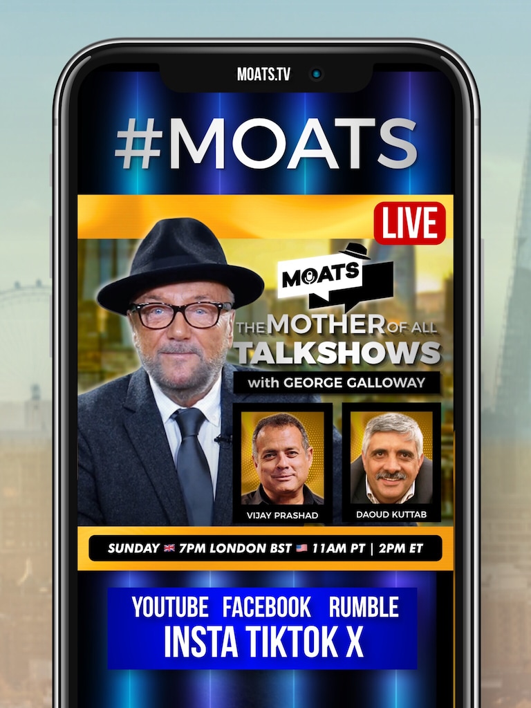 ๐จ TONIGHT ๐๏ธ #MOATS
Join me for The Mother Of All Talk Shows #LIVE on Gettr and all platforms
โช๏ธ With guests Vijay Prashad and Daoud Kuttab
๐ฌ๐ง 7P