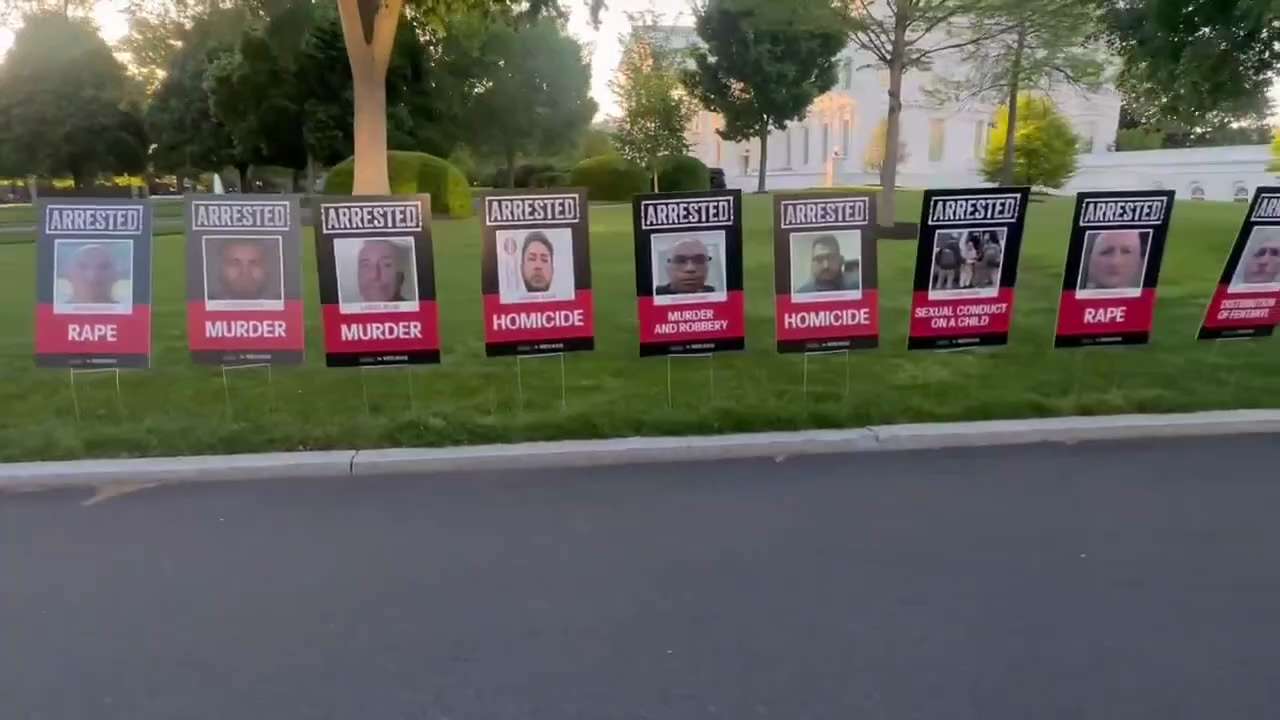 🚨THE TRUMP ADMINISTRATION HAS LINED THE WHITE HOUSE 

With Signs Showing Heinous Criminal Illegal A...