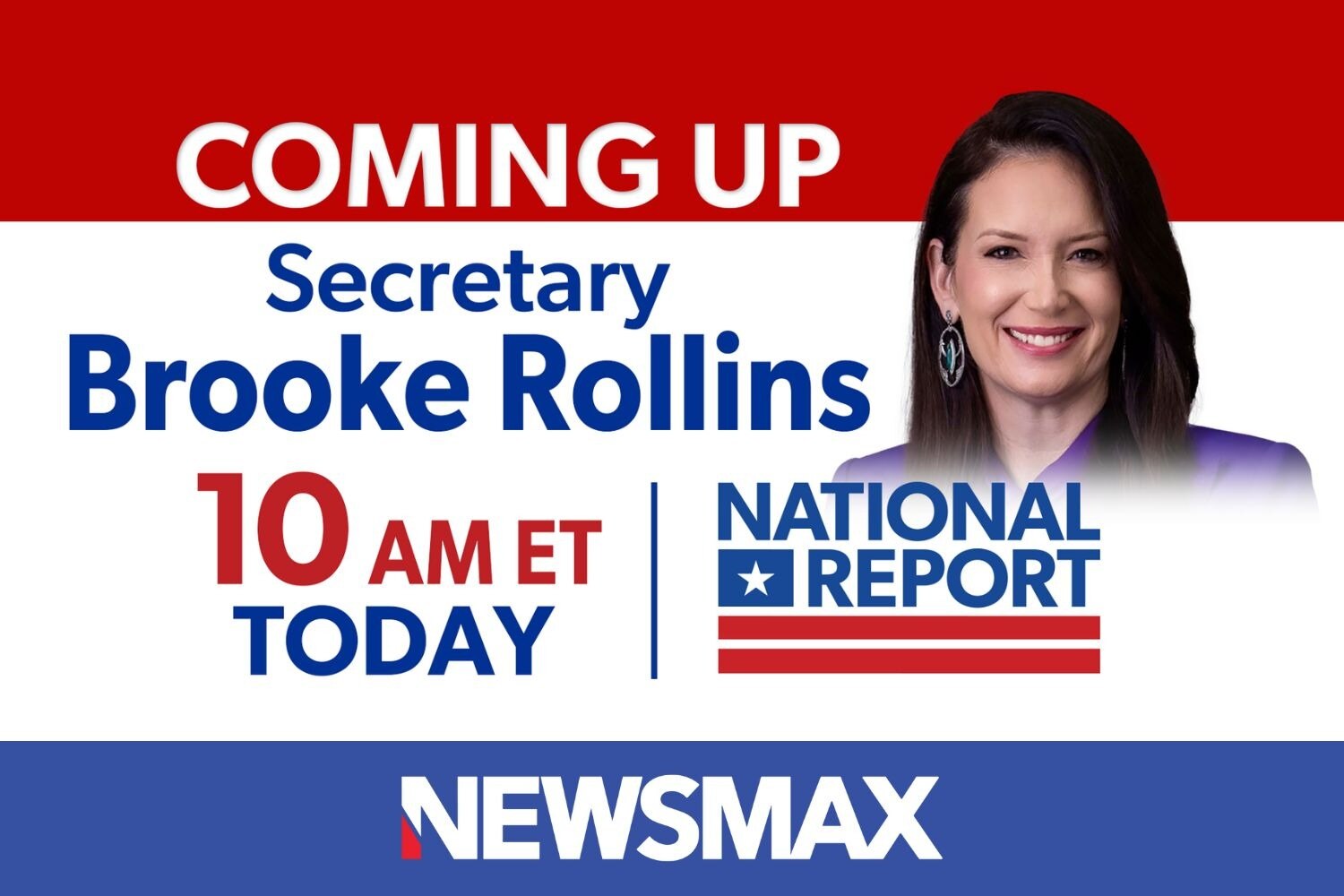COMING UP: Agriculture Secretary Brooke Rollins joins “National Report” — TODAY at 10 AM ET on NEWSM...