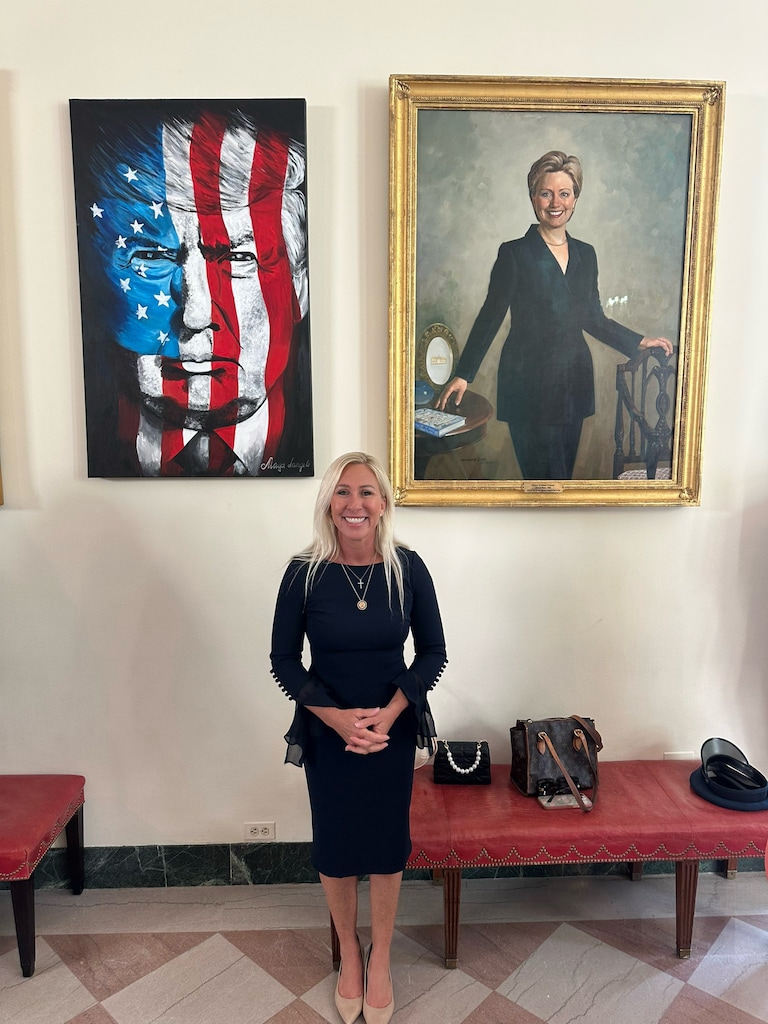 President Trump always knows just where to hang his portrait.