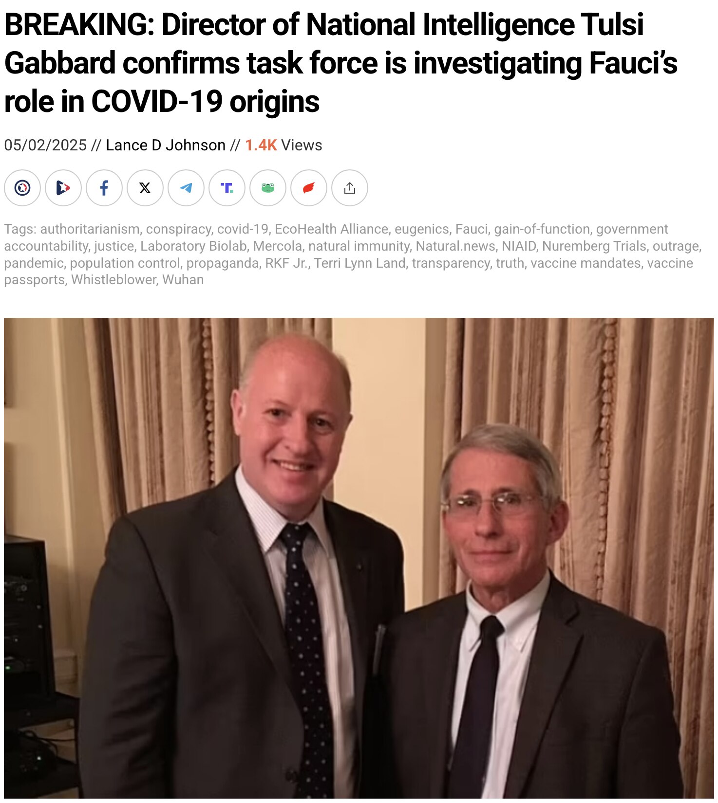 Dr. Anthony Fauci, Director of the U.S. National Institute of Allergy and Infectious Diseases (NIAID...