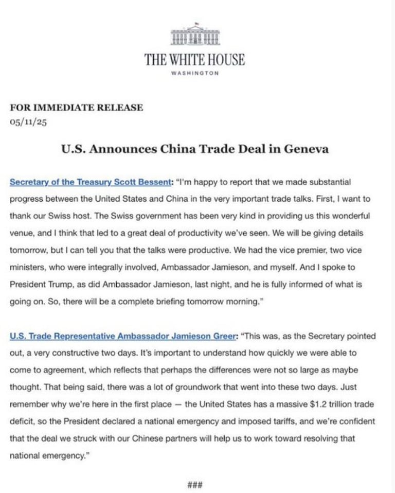 🏮💥突发新闻：美国和中国已同意达成贸易协议🇺🇸🇨🇳