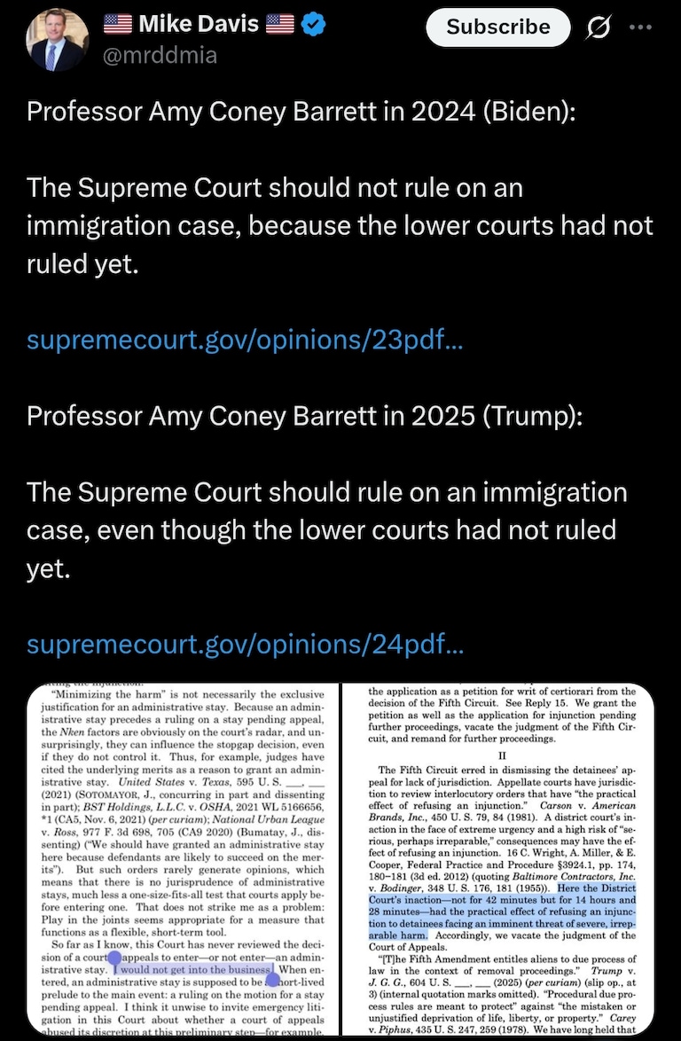Funny time to decide to change your own precedent. In an honorable world, the 2 justices with foreign born children would have recused themselves.