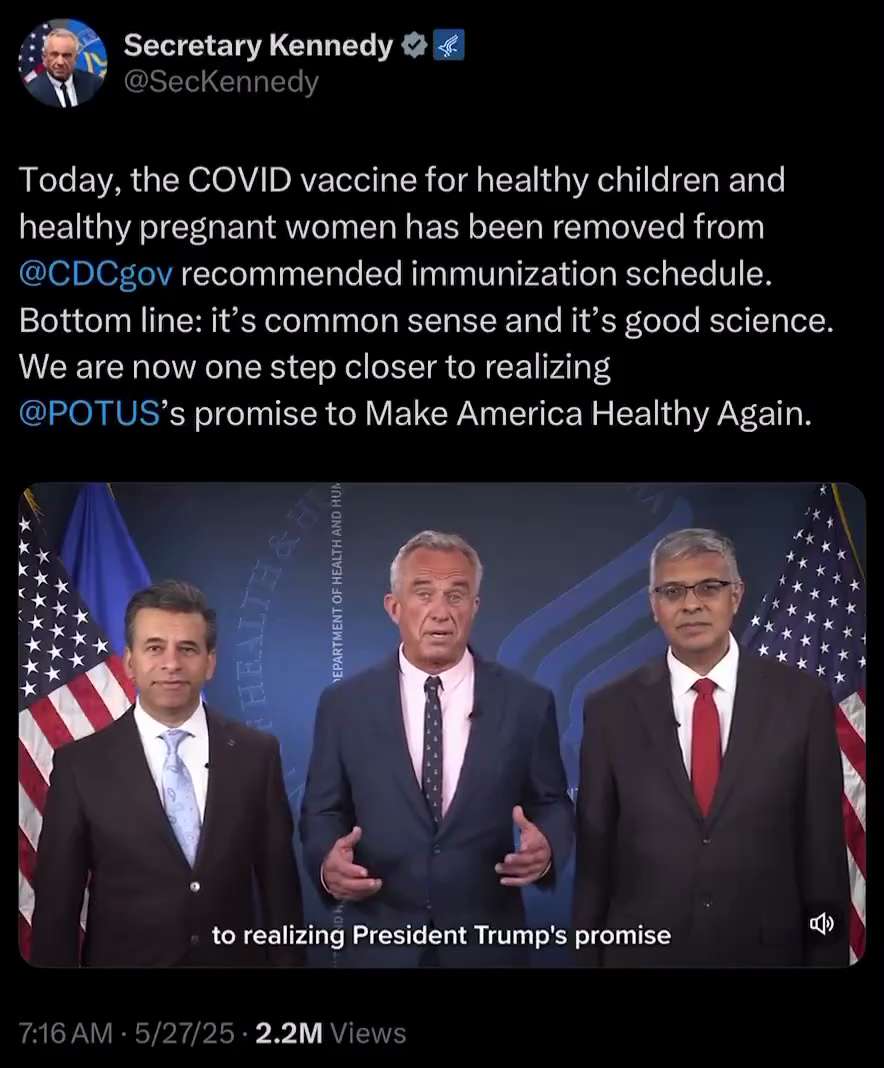 MAHA Meets MAGA 

https://x.com/seckennedy/status/1927368440811008138?s=46&t=0m-2jE9YSFIC_s7Kw2F2nw