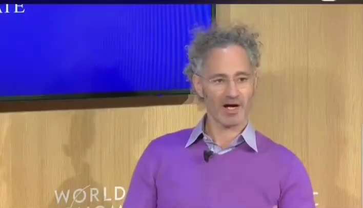 Here is the CEO & co-founder of Palantir, Alex Karp at WEF in 2023 saying "Our primary goal is to se...