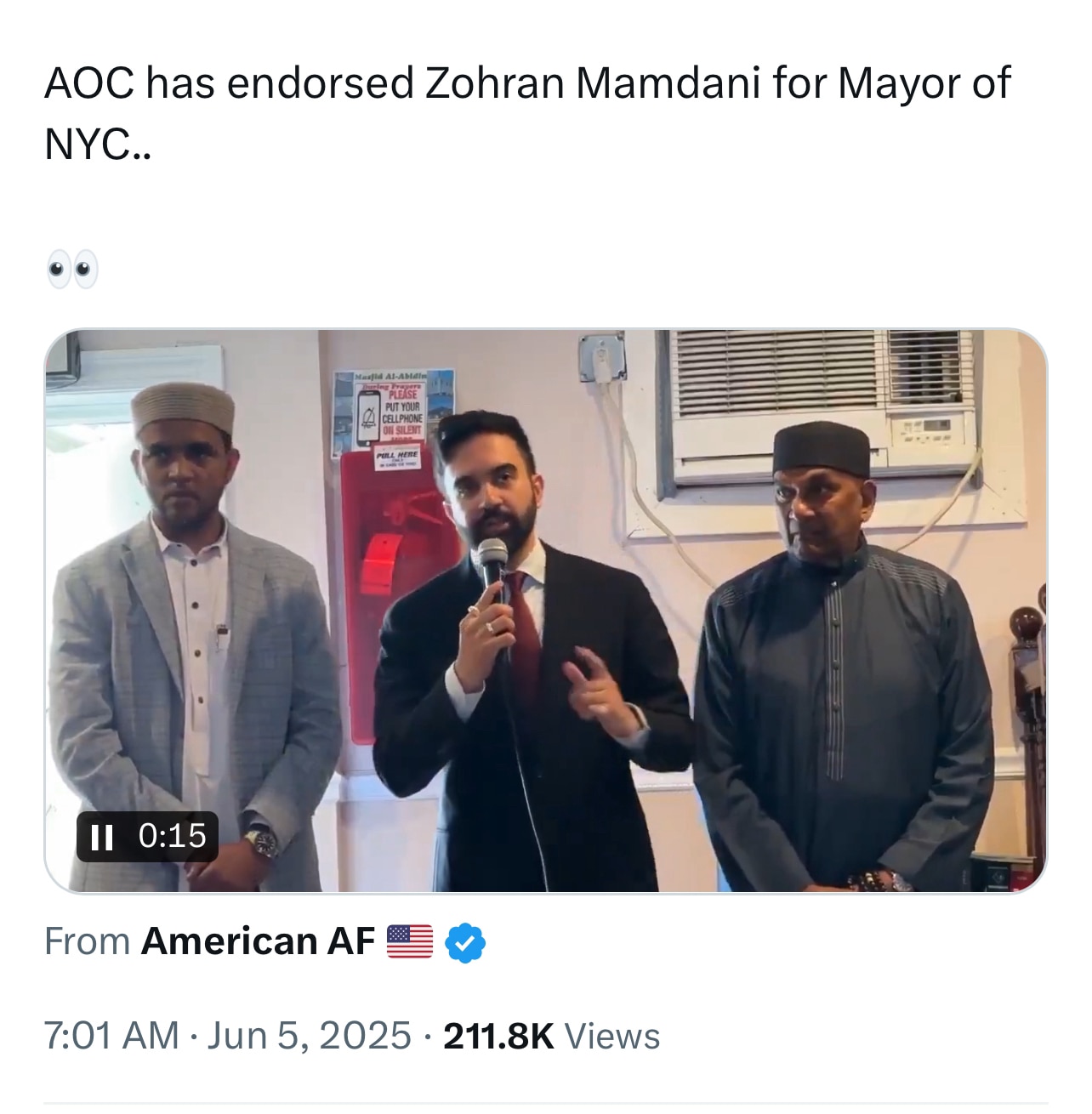 RebelForGood on GETTR : Muslim mayor candidate New York!! 🚨 When is something going to be done about this? It&rsquo;s common sense that Muslims can&rsquo;t be in U.S....