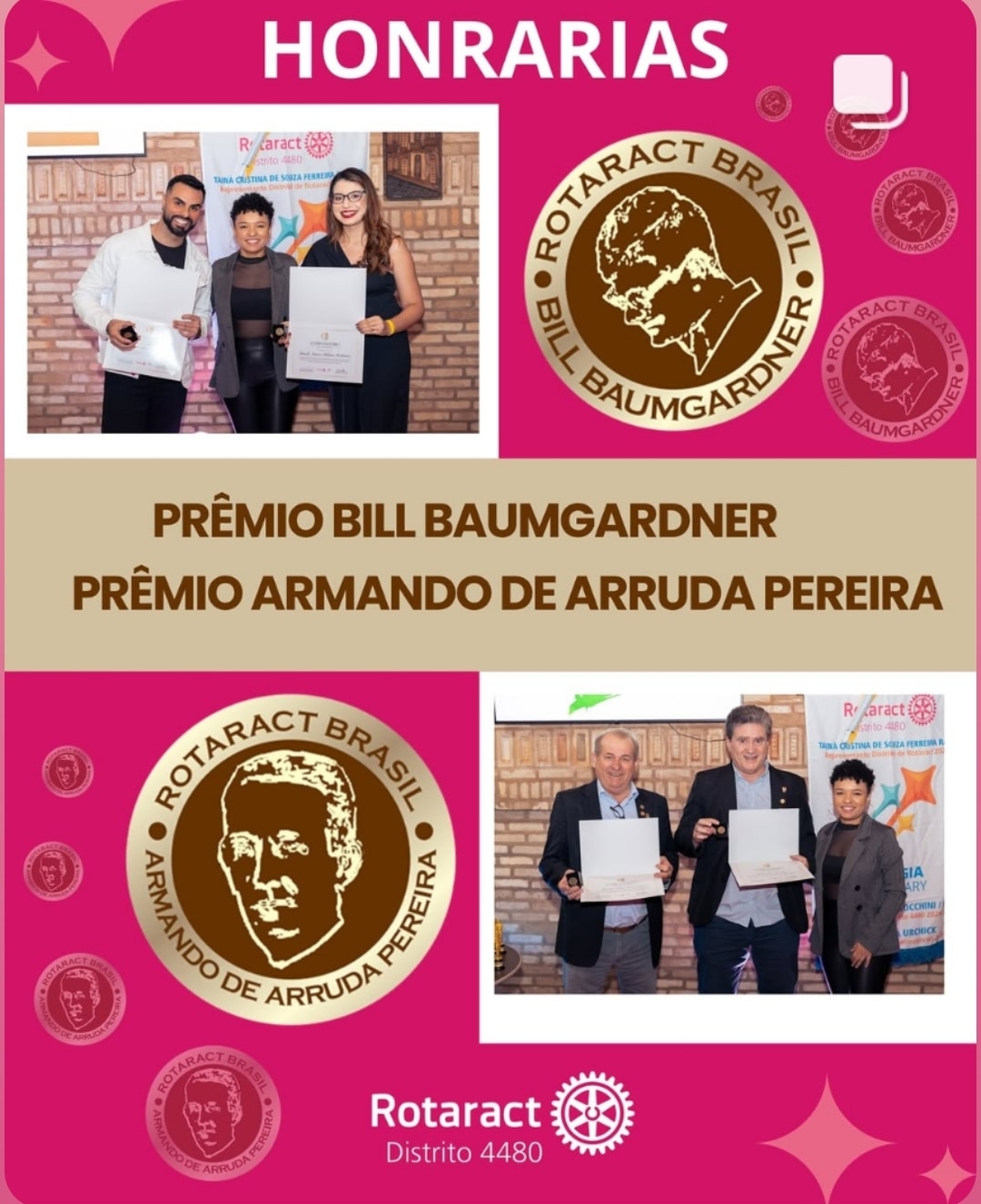 Texto do Rotaract 4480:

Reconhecimentos que inspiram!

No Rotaract, celebrar trajetórias de impacto...