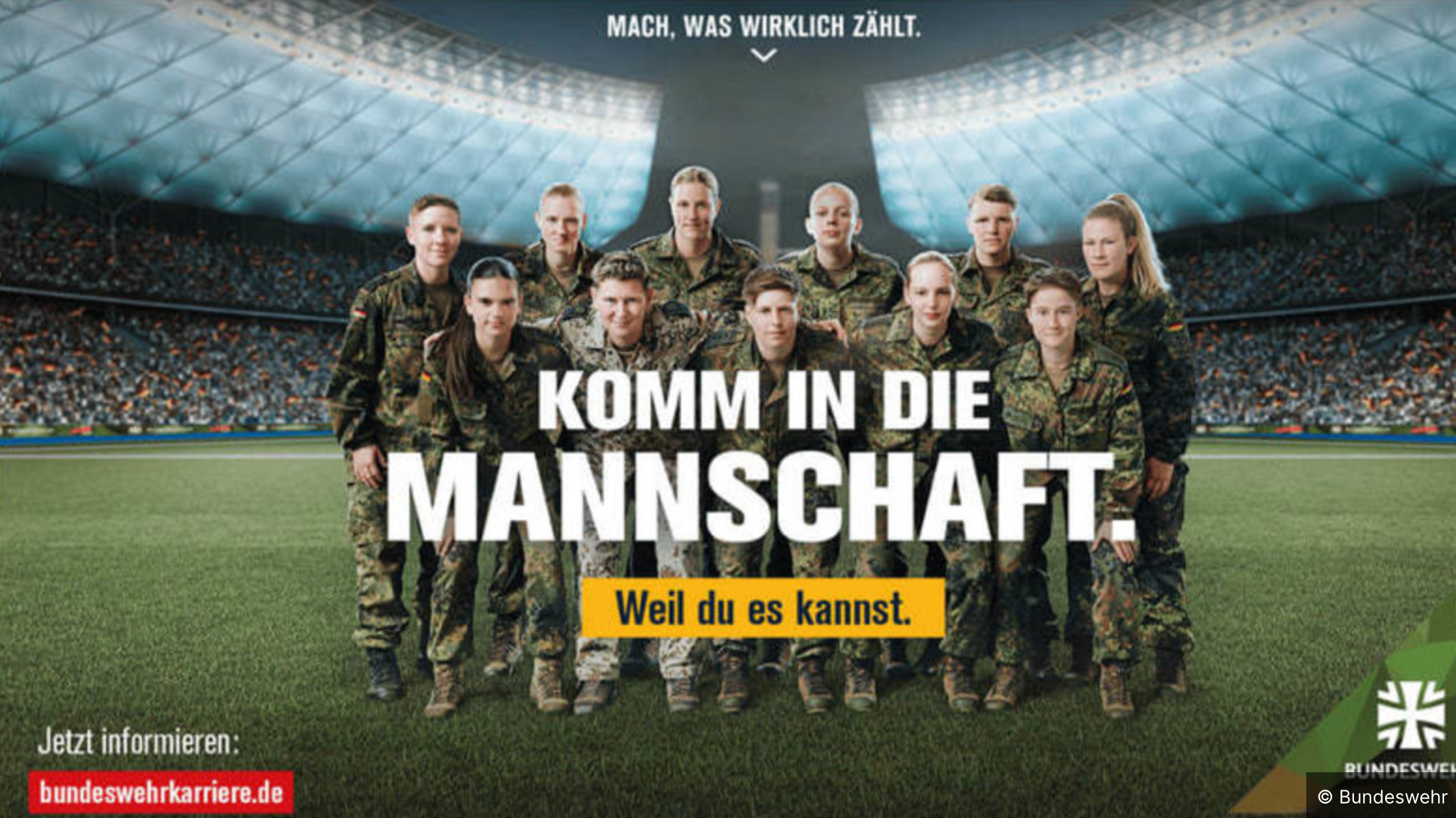 Bundeswehr-Werbung speziell an Frauen! Das ist kein Spiel in einer Mannschaft! Du kannst im Krieg fü...