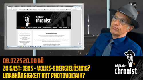 Aufzeichnung vom 08.07.25 Zu Gast: Jens - Volks-Energielösung? Unabhängigkeit mit Photovoltaik?