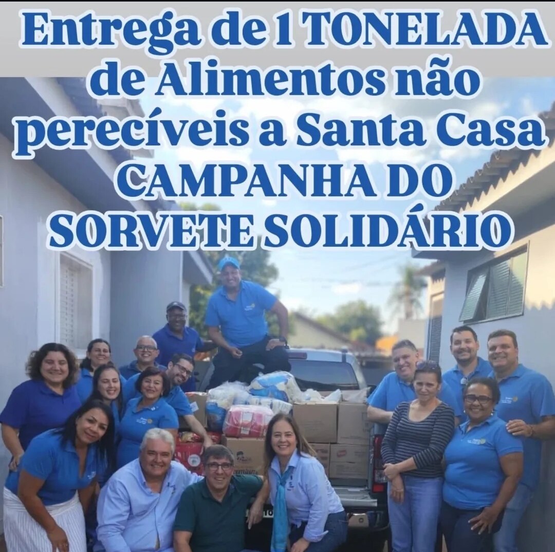 Texto do Rotary Club de Cardoso
 
Entrega de 1 Tonelada de Alimentos não perecíveis à Santa Casa de ...