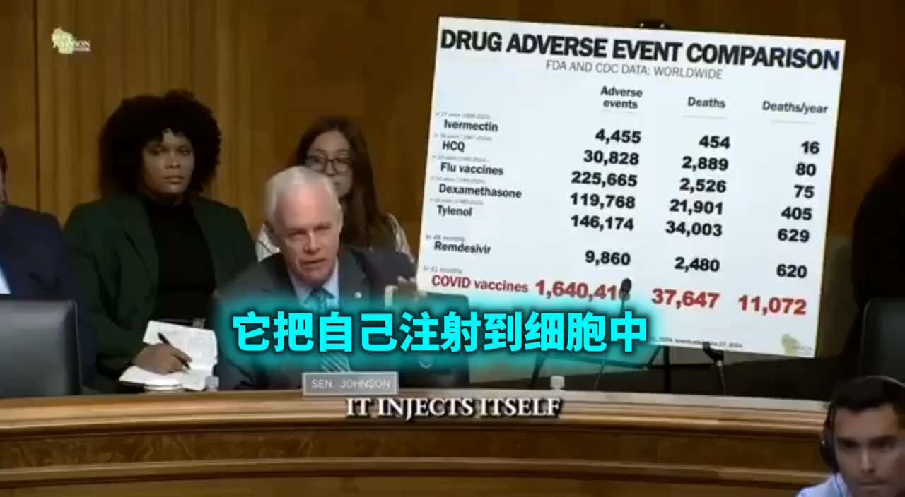 前疾病预防控制中心主任罗伯特·雷德菲尔德承认，新冠疫苗可能引起非常强烈的促炎反应，而且副作用被故意少报。“它们根本不应该被强制接种……它们不能预防感染，而且有副作用，”雷德菲尔德在会议上说。