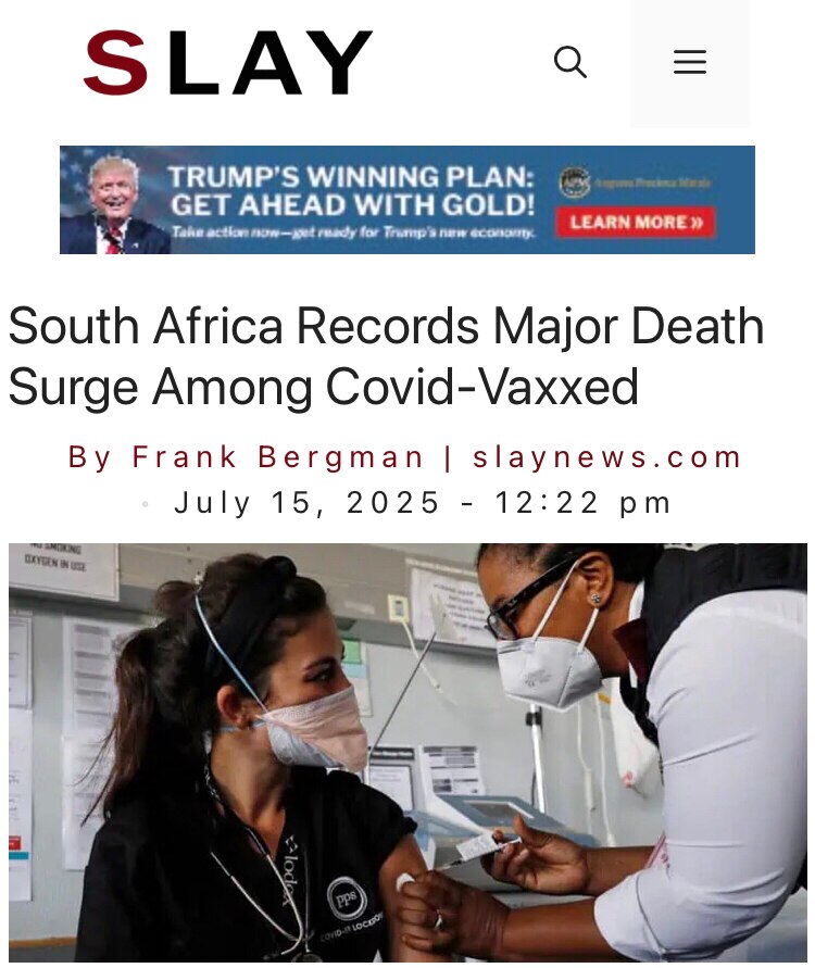 South Africa Records Major Death Surge Among Covid-Vaxxed

南非接种新冠病毒疫苗的死亡人数大幅上升