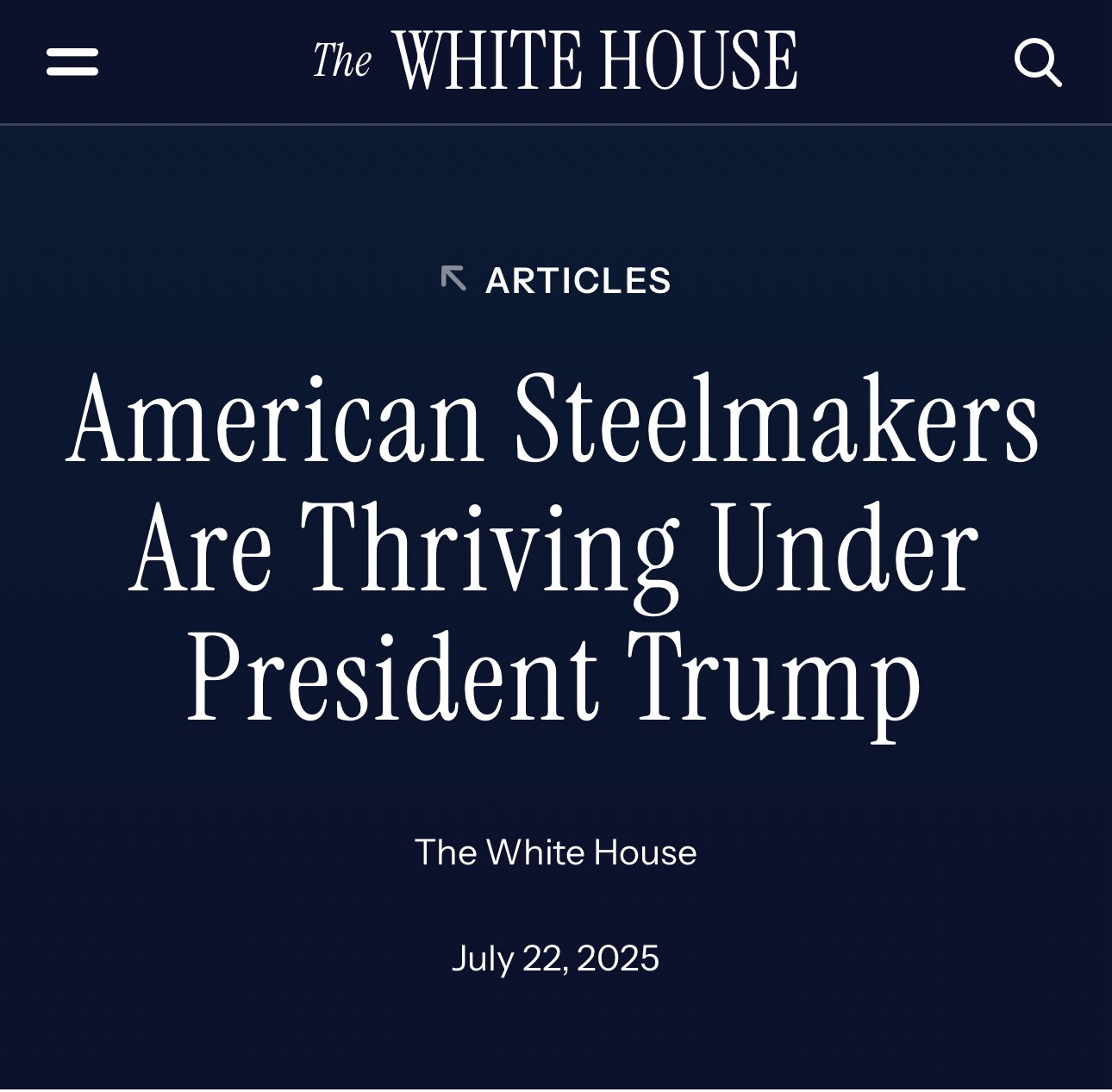 The Return of Steel Means the Return of America 

“The U.S. steel industry is back under President D...