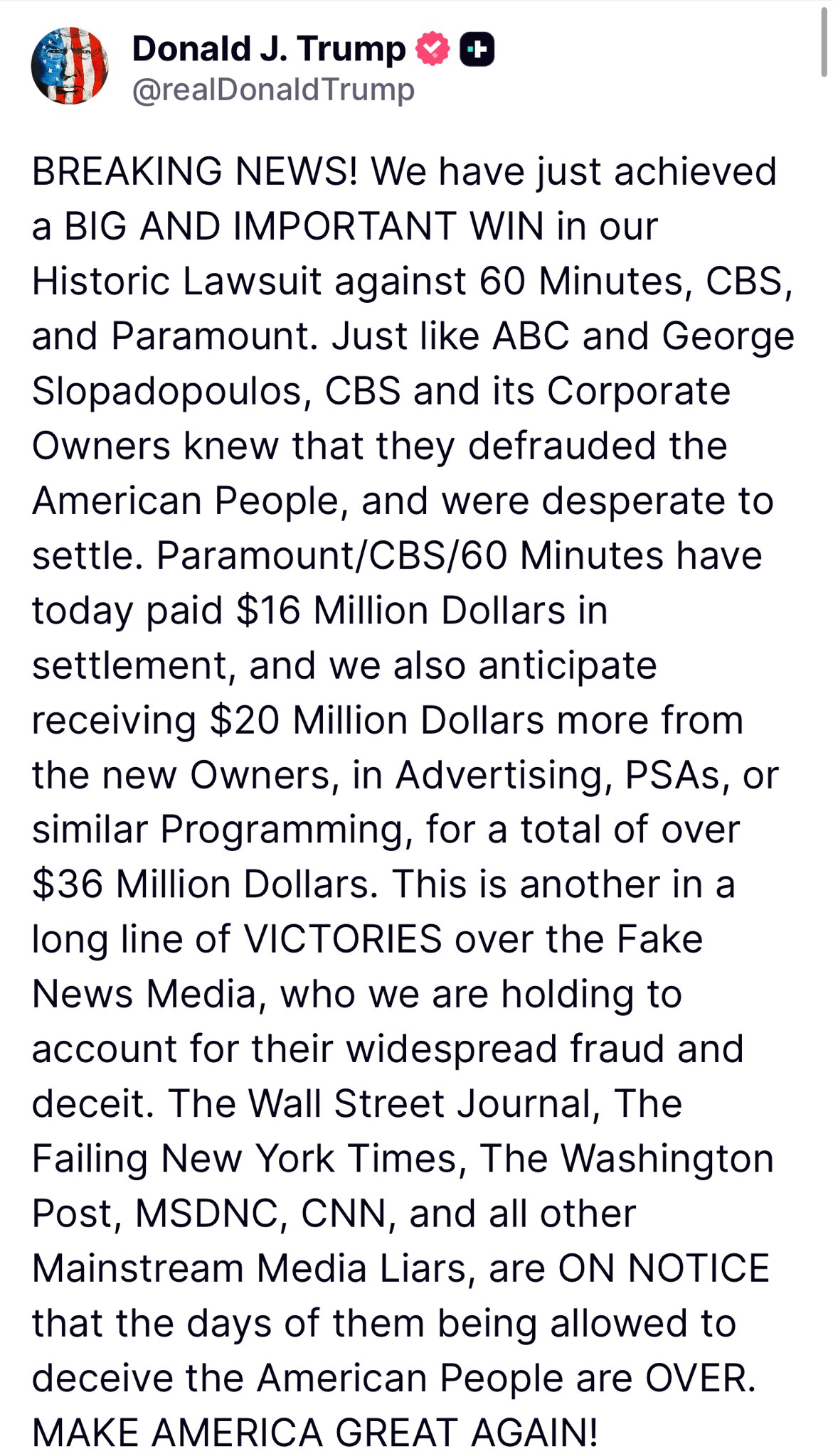 CBS Gets Its Money Back by Shutting Down ‘Colbert’

https://truthsocial.com/@realDonaldTrump/1148982...