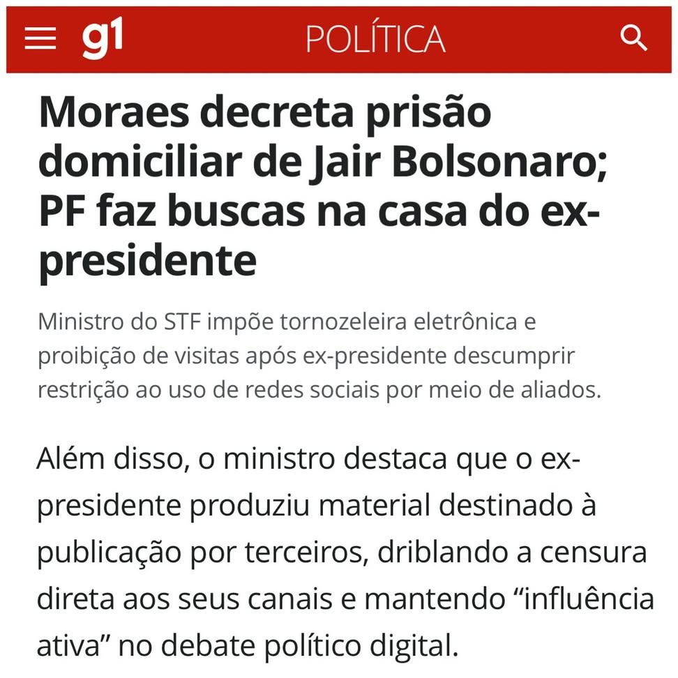 Um louco narcisista declara guerra à democracia, à liberdade e à Constituição. Prender um Ex-preside...
