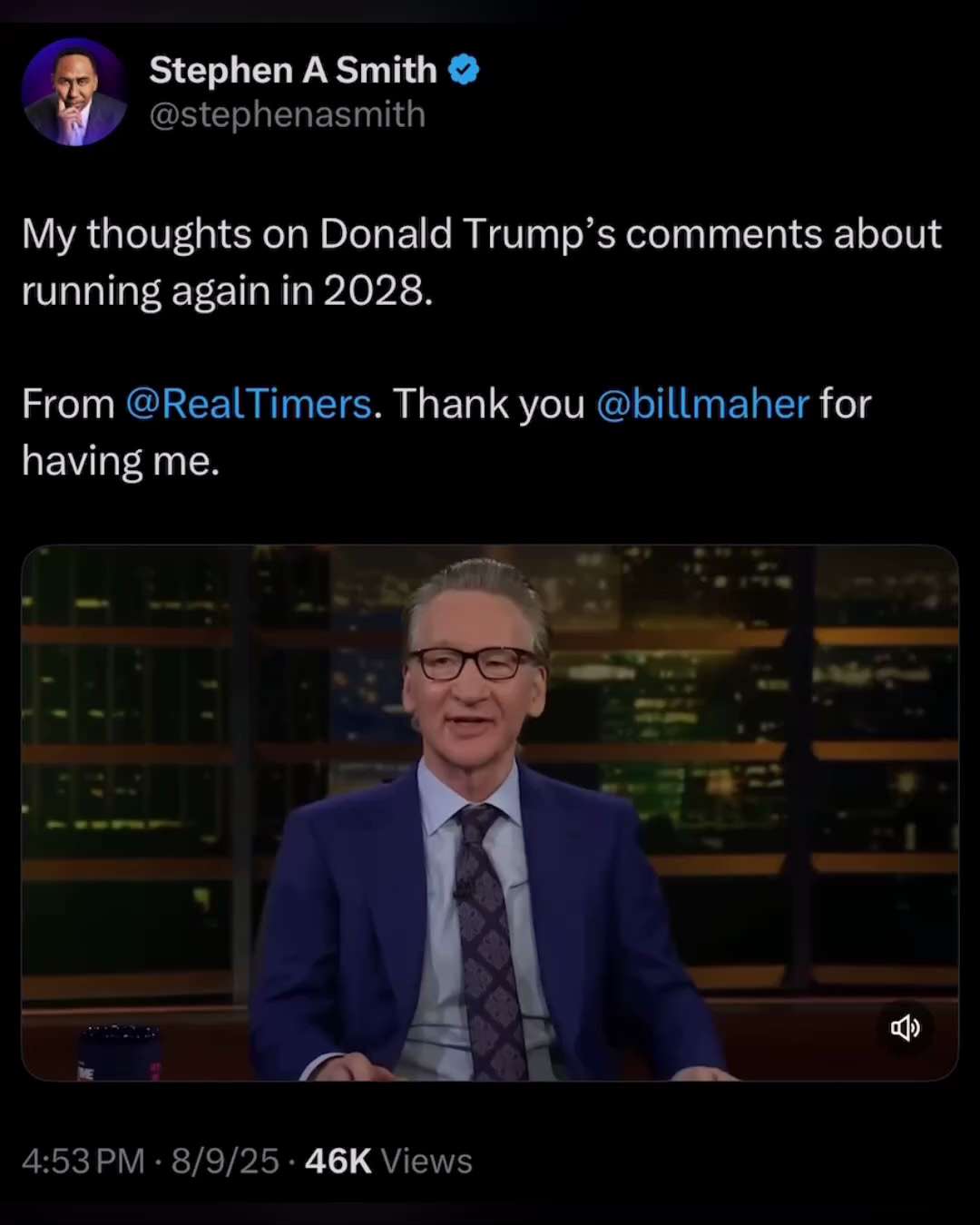 Trump 2028

Told Ya

https://x.com/stephenasmith/status/1954330329931530330?s=46
