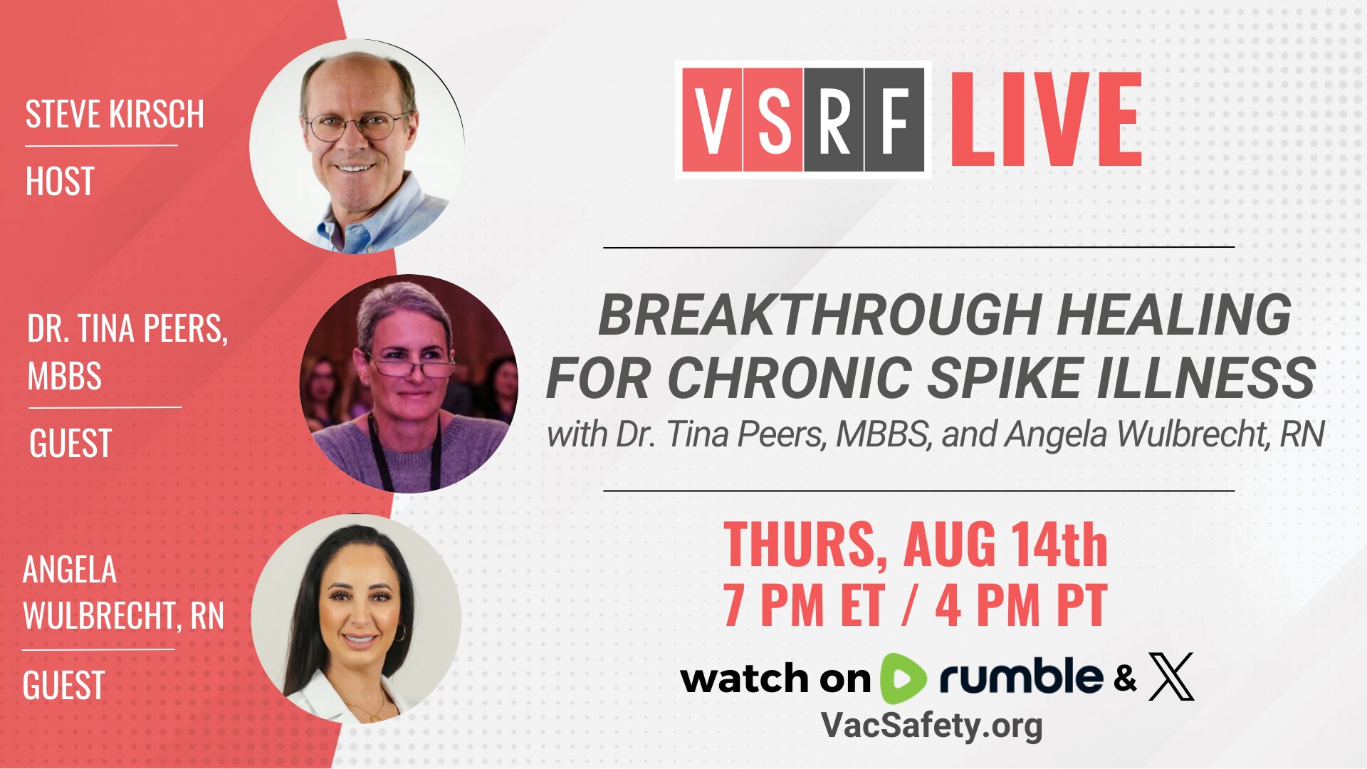 🚨 TONIGHT on VSRF Live: Dr. Tina Peers joins us to discuss MCAS, the vaccine injured, and her groun...