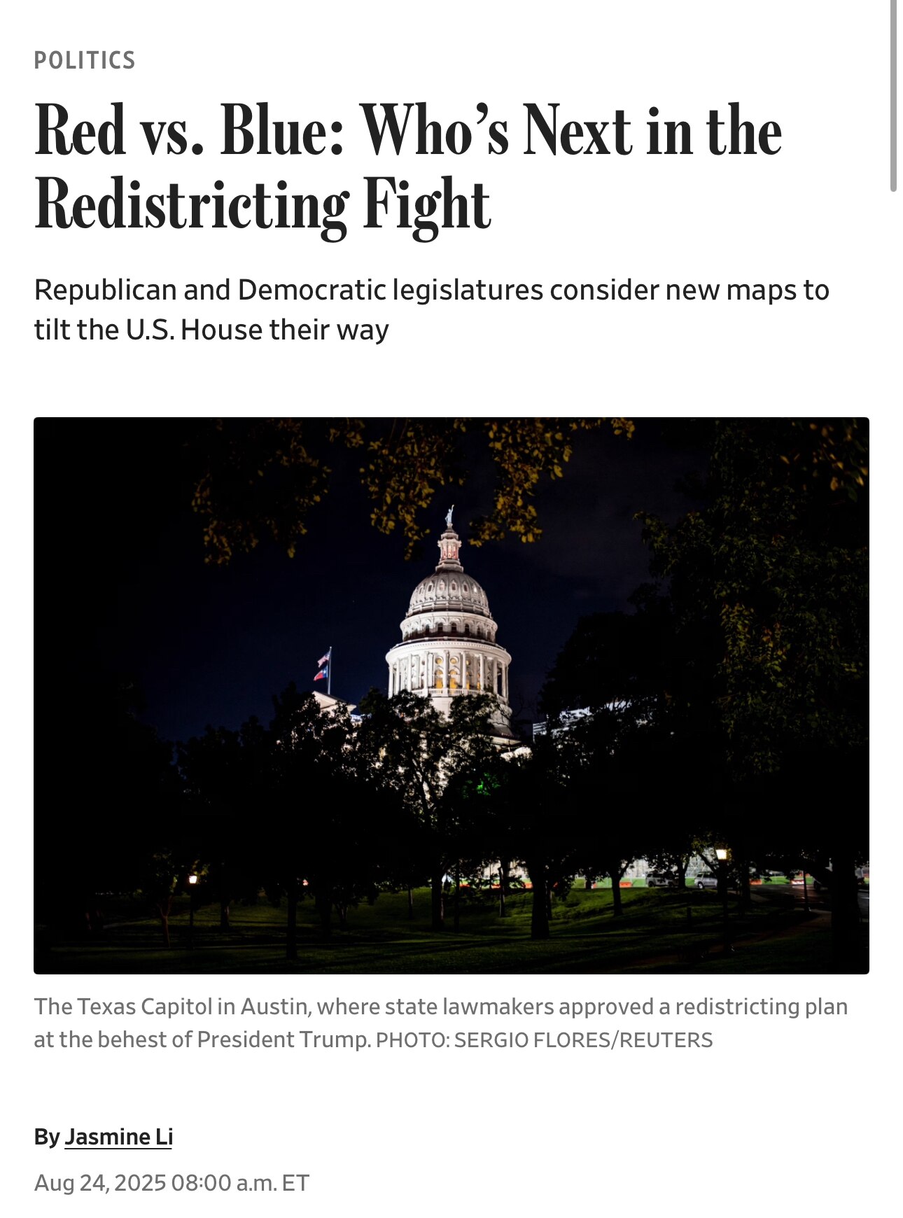 “More than a dozen red states and three blue states meet the conditions to potentially redistrict fo...