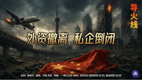 导火线
主题：外资撤离  私企倒塌 
主持：张麻子 
嘉宾：宁南  无待 
导播：一苇大江东 
海报设计：新兵入队 
播出时间：悉尼时间22:00  盘古时间：20:00