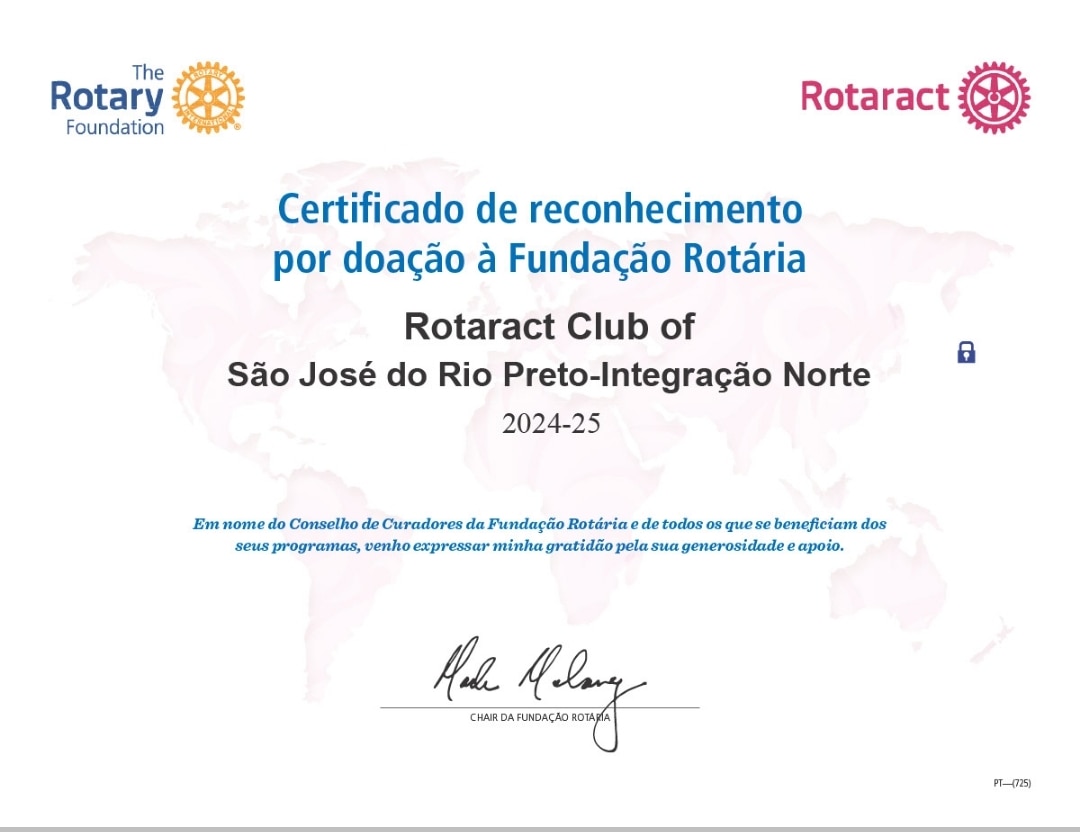 O Rotary Club de São José do Rio Preto - Norte, orgulhosamente parabeniza o Rotaract Club de São Jos...