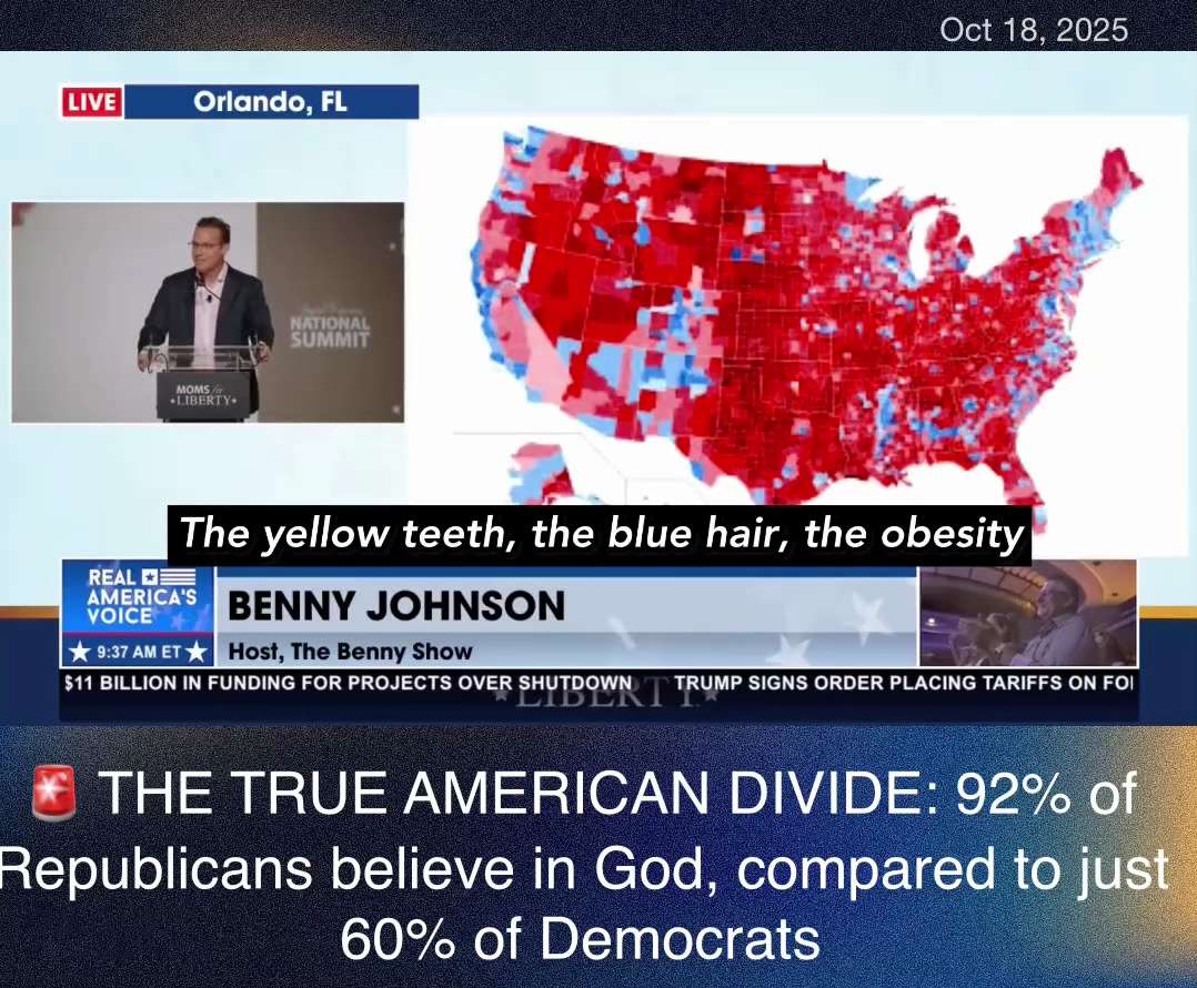 🚨 THE TRUE AMERICAN DIVIDE: 92% of Republicans believe in God, compared to just 60% of Democrats.
O...