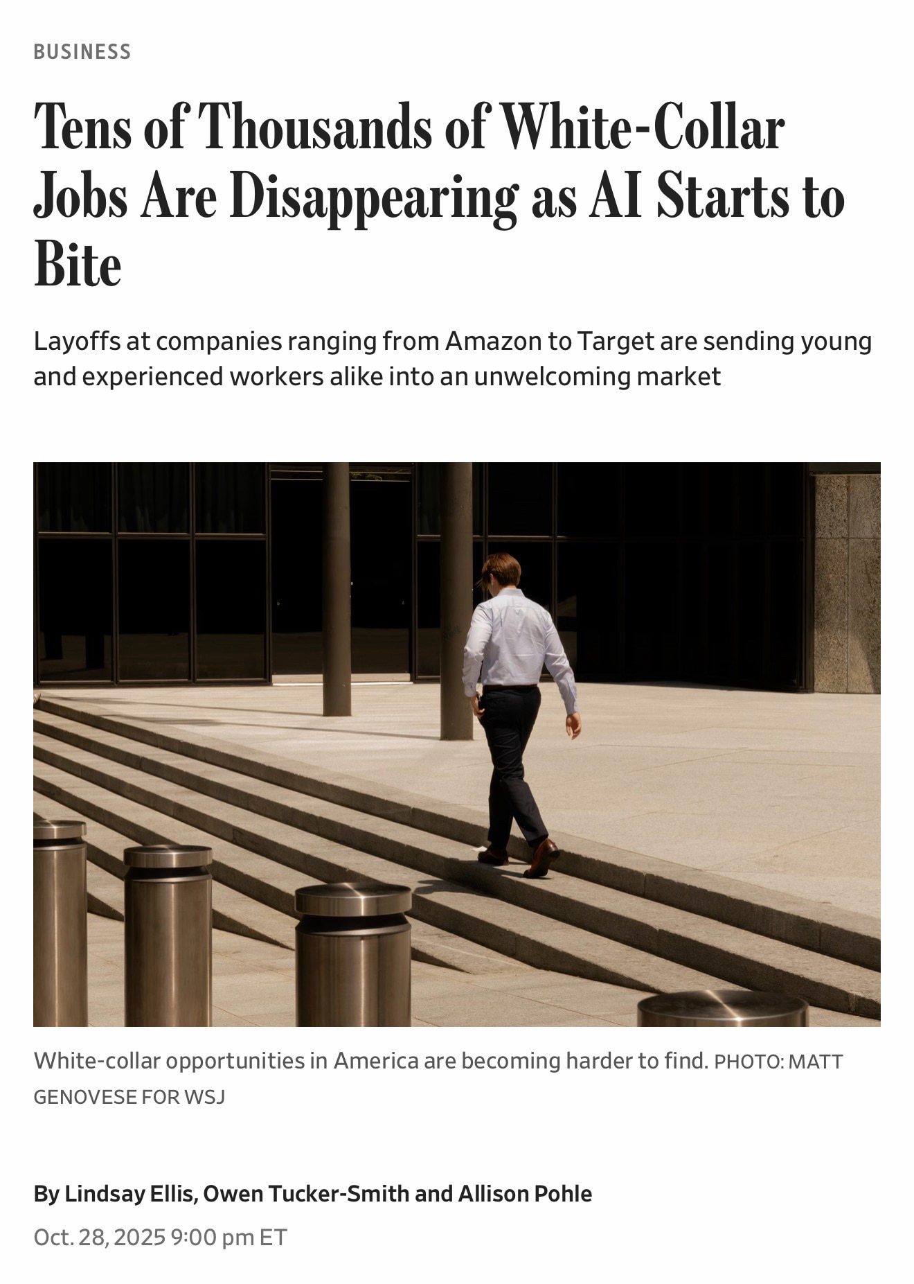 “Earlier in October, white-collar workers from companies including Rivian Automotive, Molson Coors, ...