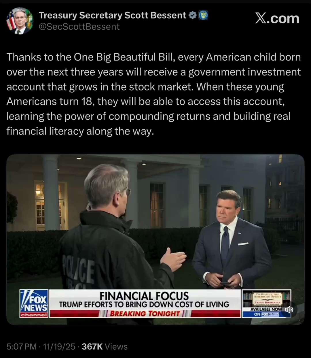 Trump Baby Bonds

https://x.com/secscottbessent/status/1991266986945589704?s=46