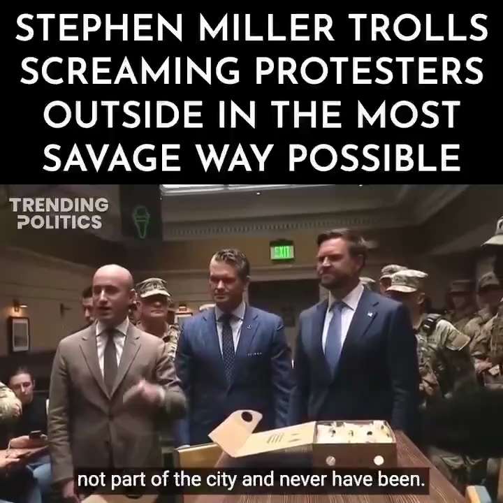 STEPHEN MILLER SPEAKING ABOUT THE PROTESTS TO STOP ICE FROM TAKING GANG BANGERS OFF YOUR CITY STREET...