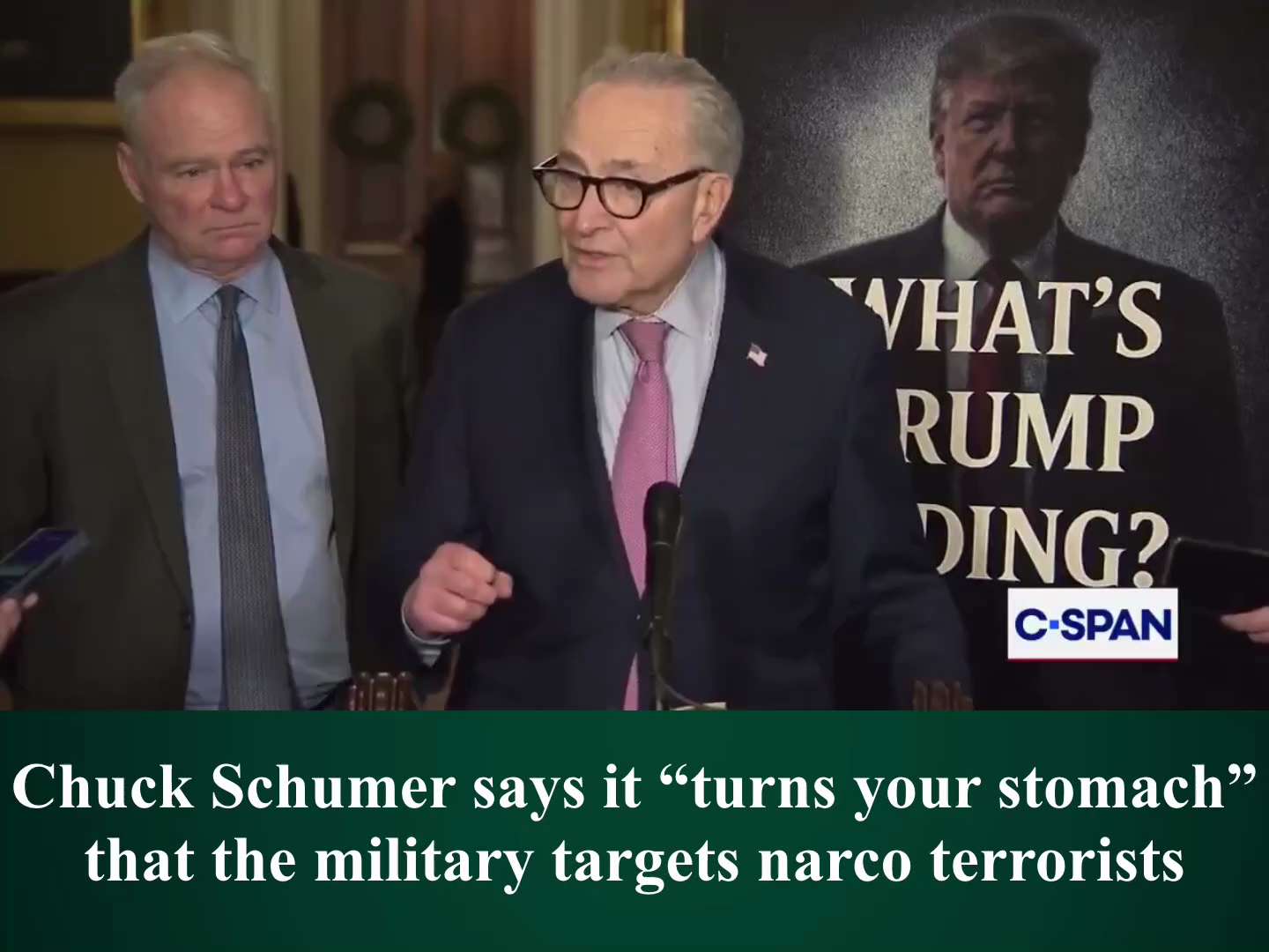 Chuck Schumer says it “turns your stomach” that the military targets narco terrorists — not that fen...
