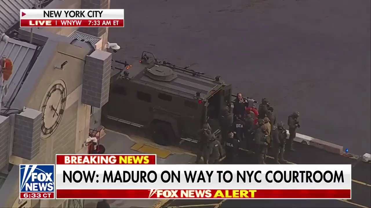 Nicolás Maduro was escorted off a helicopter and into an armored vehicle by law enforcement, heading...