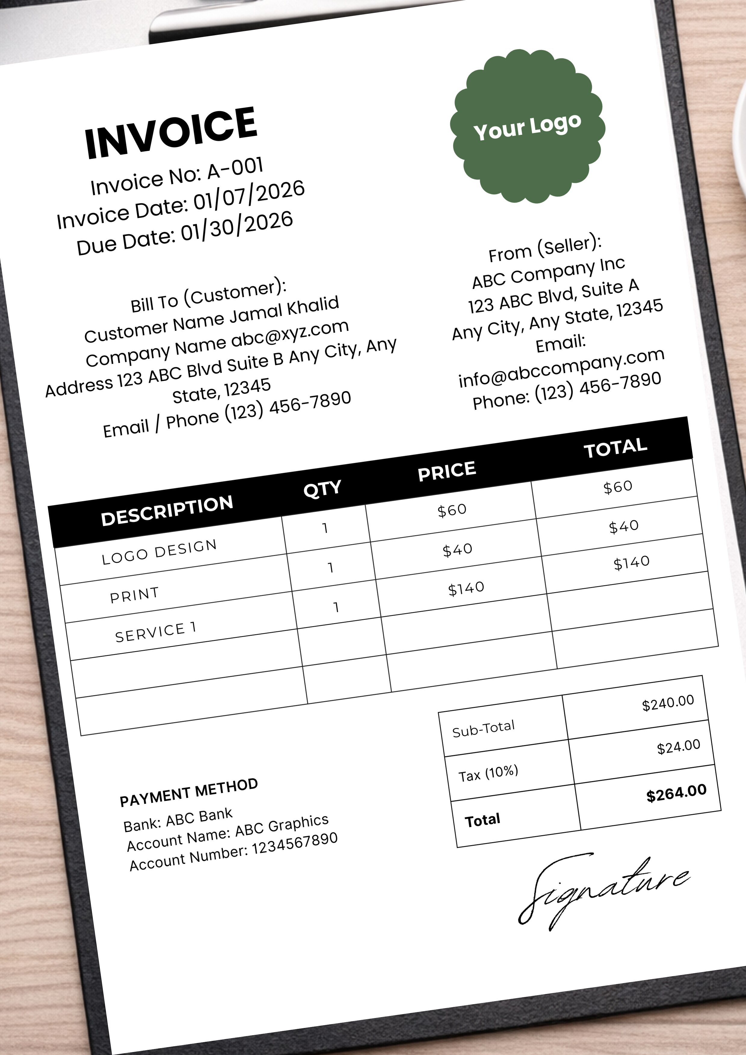 @SteveBannon Professional Editable Digital Invoice Instant downloadable and printable https://www.eb...