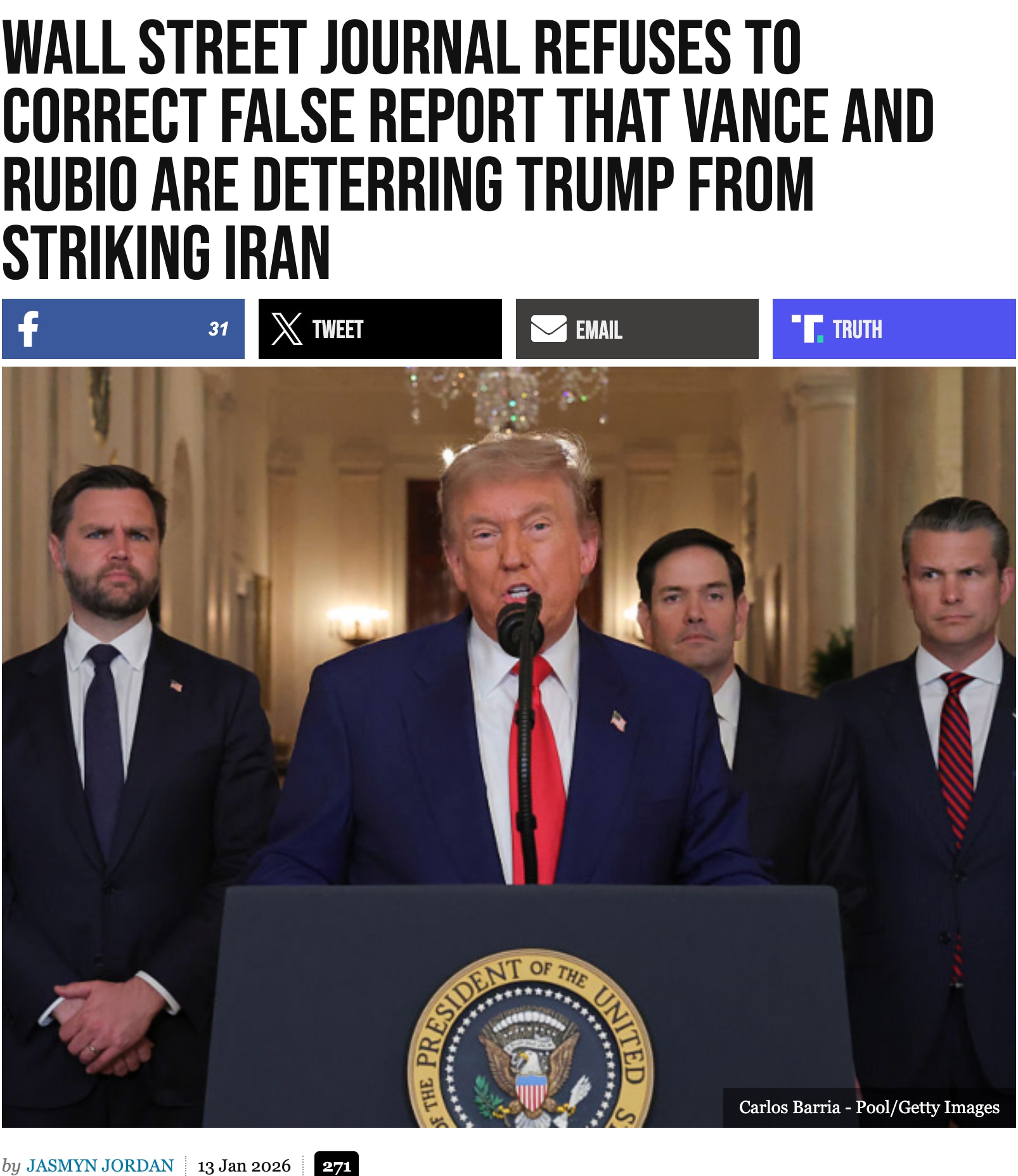 The Wall Street Journal has refused to fully correct a Monday report claiming JD Vance and Marco Rub...