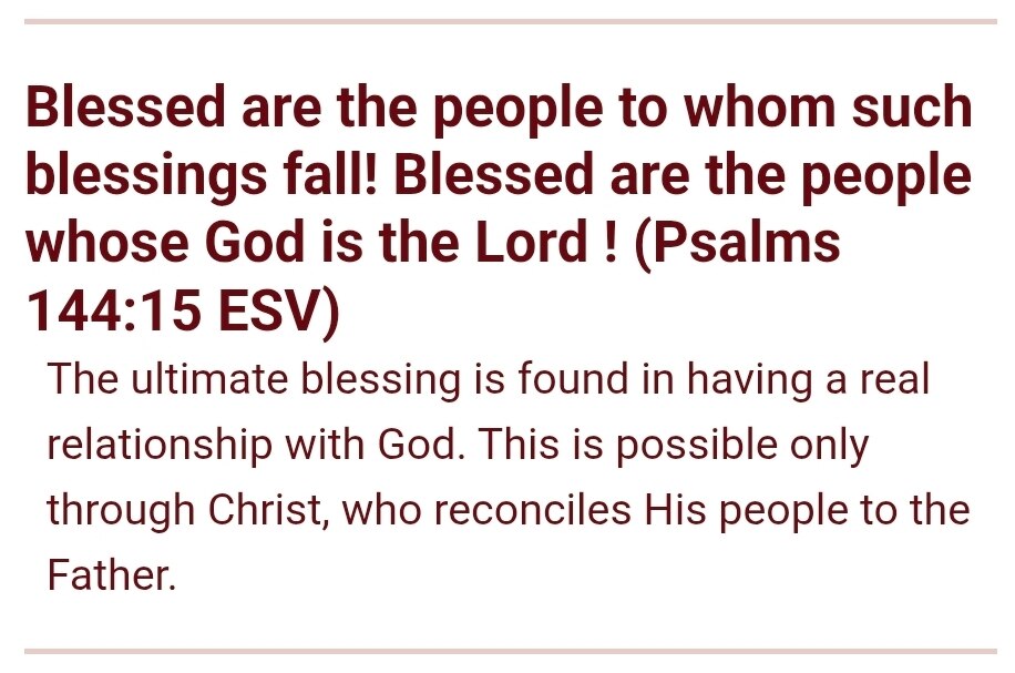 Another pearl for today: The Lord's people experience a kind of peace, completeness, and welfare tha...