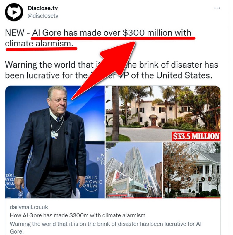 How Al Gore Made His $330 Million Dollars 💵 On The Back Of Fake Climate Alarmism.
It Absolutely 💯 ...