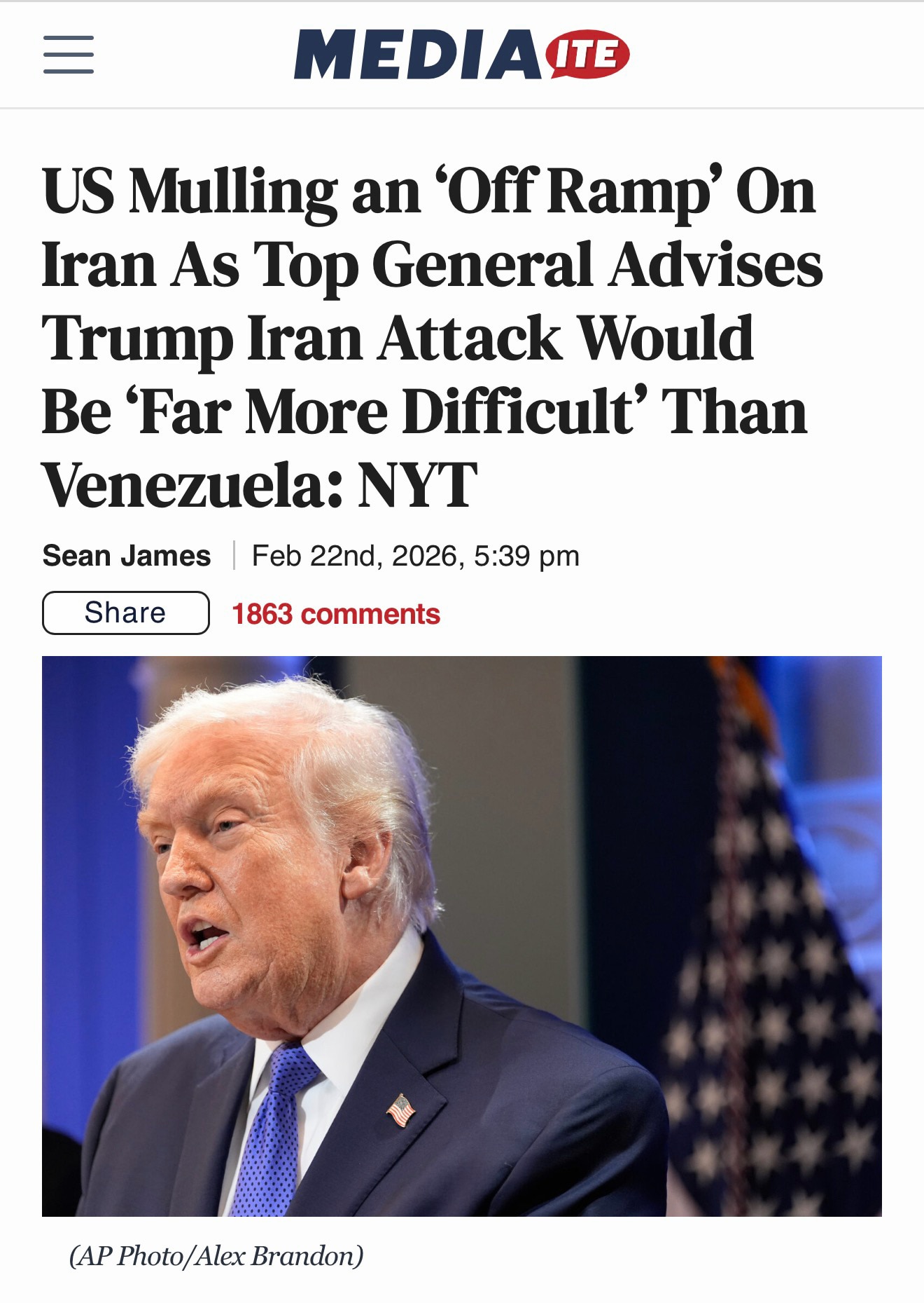 “‘President Trump has told advisers that if diplomacy or any initial targeted U.S. attack does not l...