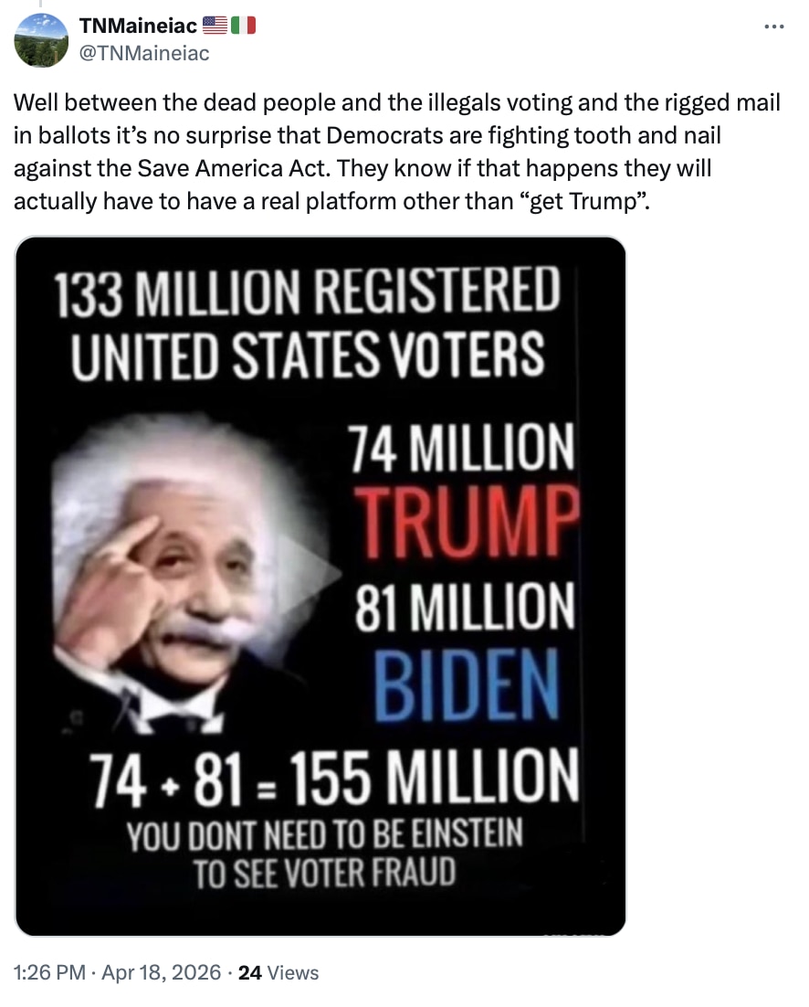 Donald J. Trump Truth Social Apr 18, 2026, 7:45 PM