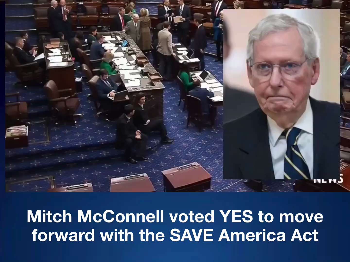 🚨 BREAKING: Mitch McConnell voted YES to move forward with the SAVE America Act, and Susan Collins ...