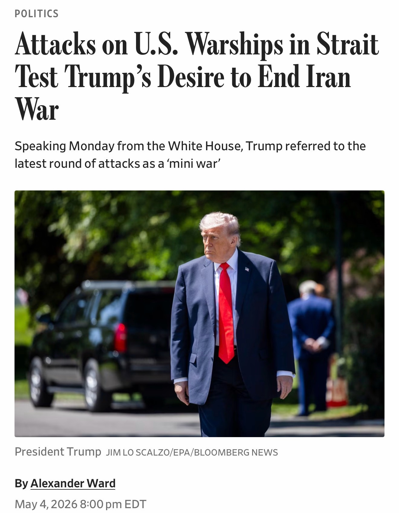 “President Trump’s desire to end the Iran war is being put to the test after Tehran fired at America...