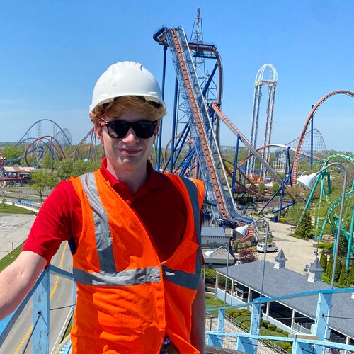 My son on top of Blue Streak.
